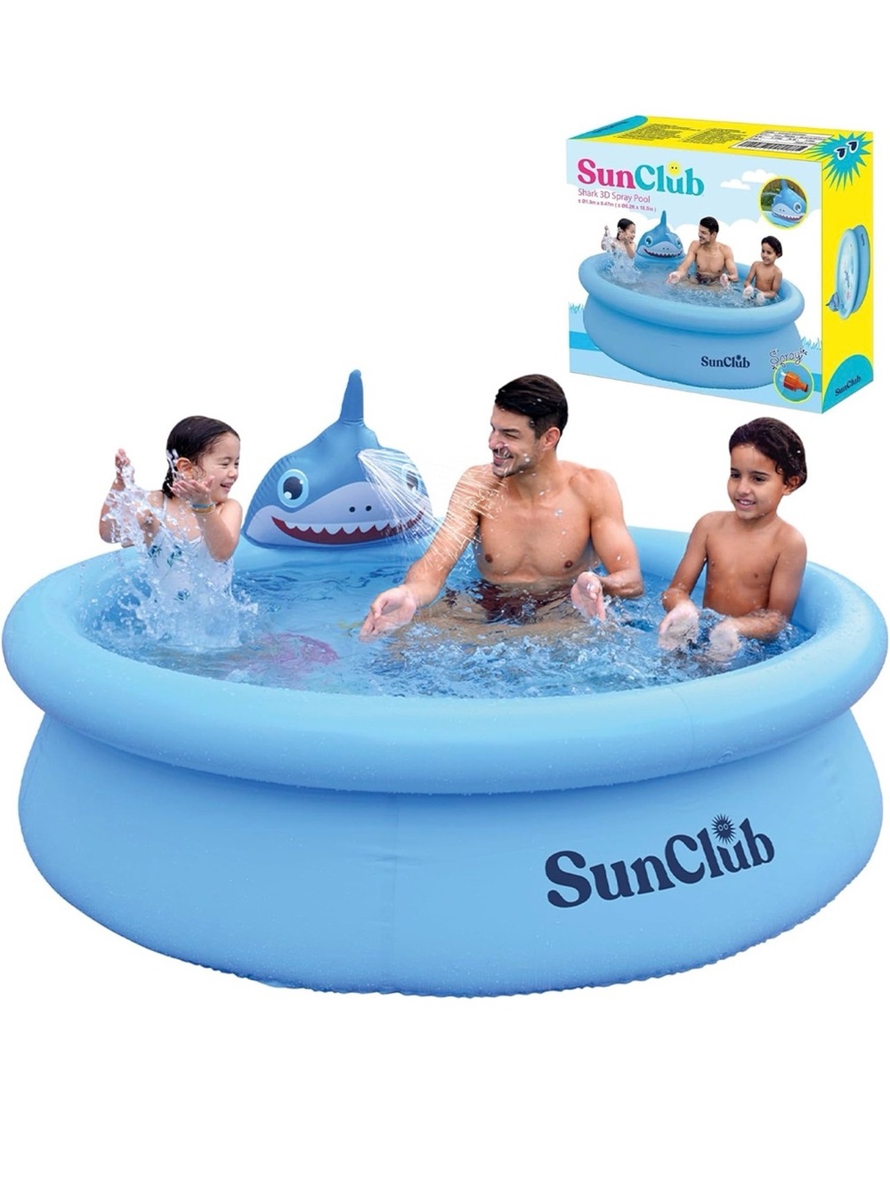 Kids Shark 3D Spray Pool - Light Blue